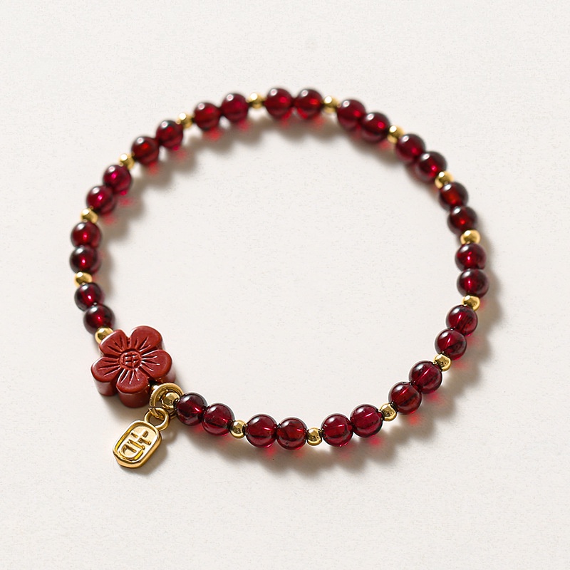 Vòng Đeo Tay Đá Garnet Tự Nhiên 4mm Thiết Kế Đơn Giản Tinh Tế Cho Nữ