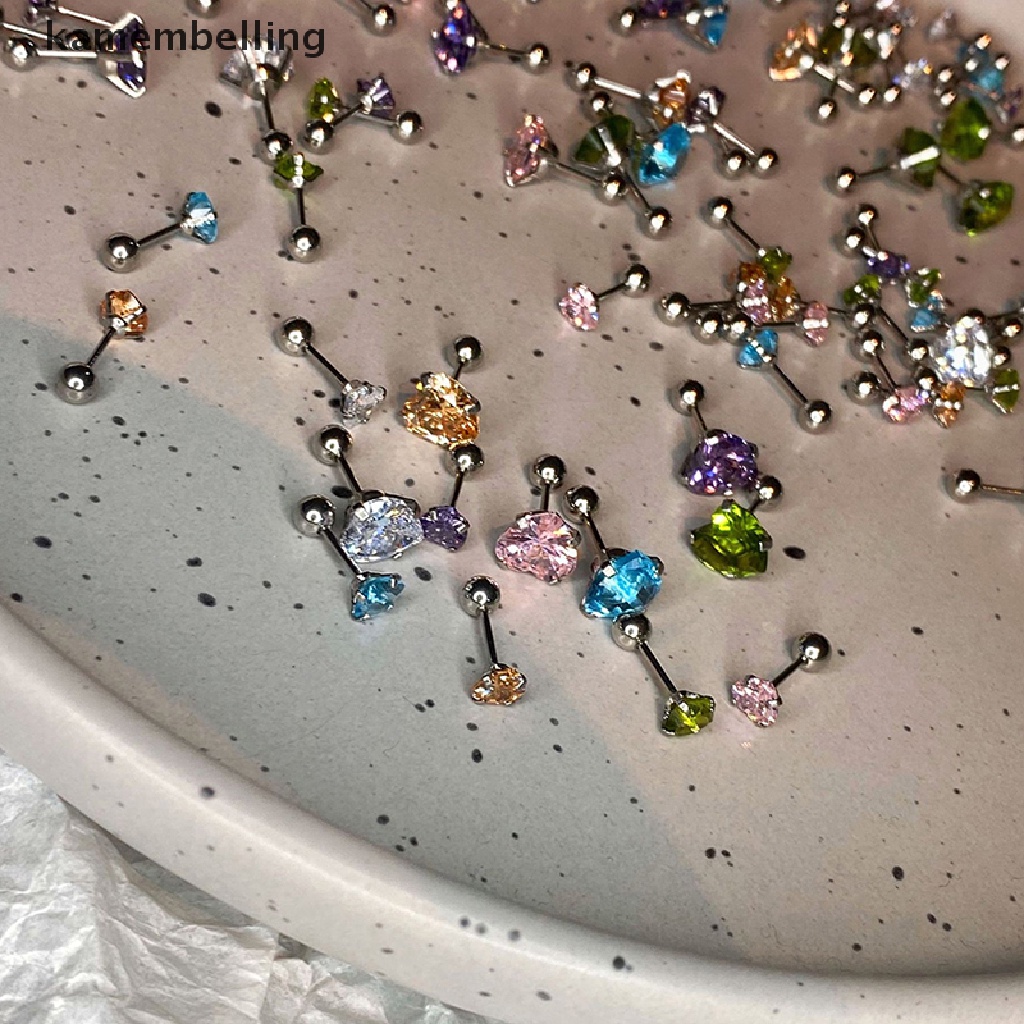 1 Khuyên Tai Hình Trái Tim Đính Đá Thời Trang 5 / 8mm