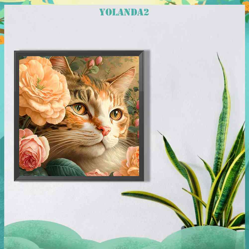 Tranh Đính Đá Kim Cương Toàn Bộ 5D DIY Hình Vẽ Mèo Trang Trí Nhà Cửa