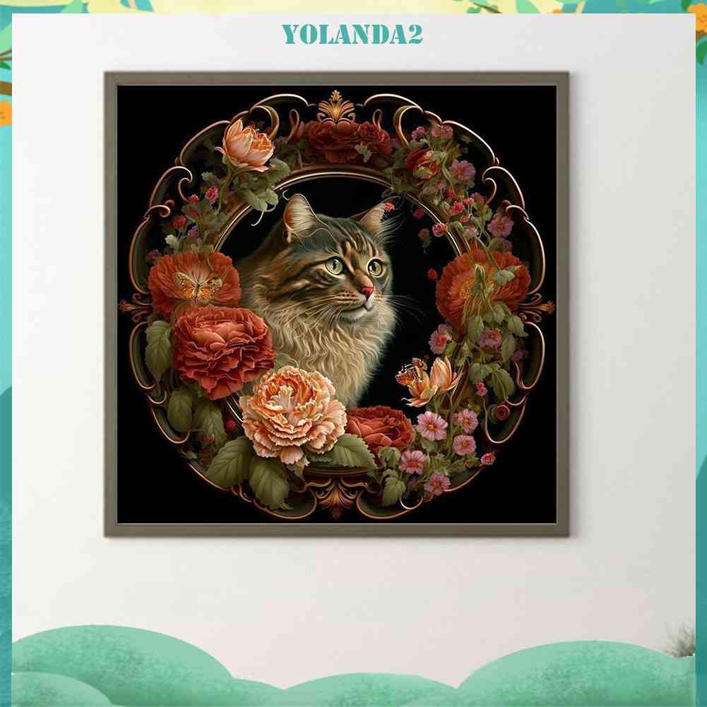 Tranh Đính Đá Kim Cương Toàn Bộ 5D DIY Hình Vẽ Mèo Trang Trí Nhà Cửa