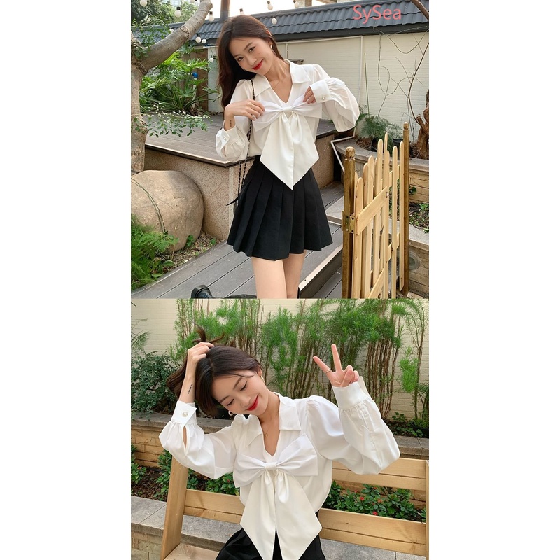 Áo Sơ Mi Dài Tay Phối Nơ Thời Trang Pháp Dành Cho Nữ