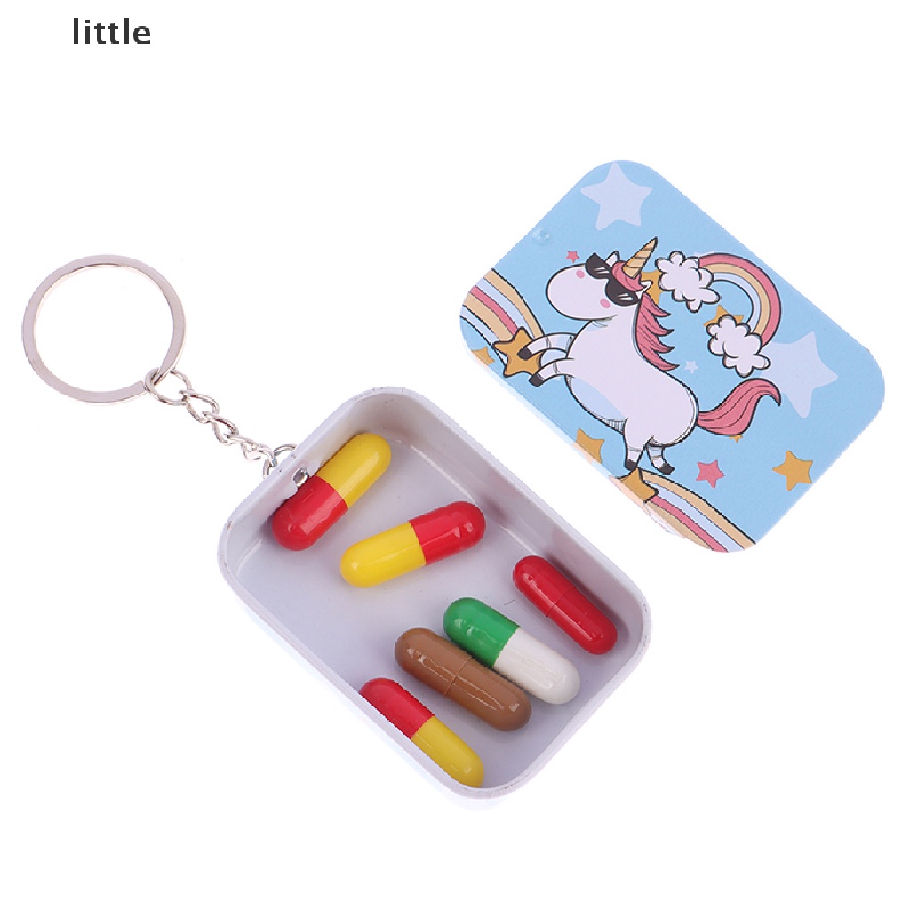 Vnlittle Hộp Thiếc Mini Đựng Đồ Trang Điểm / Trang Sức Có Nắp Họa Tiết Hoạt Hình
