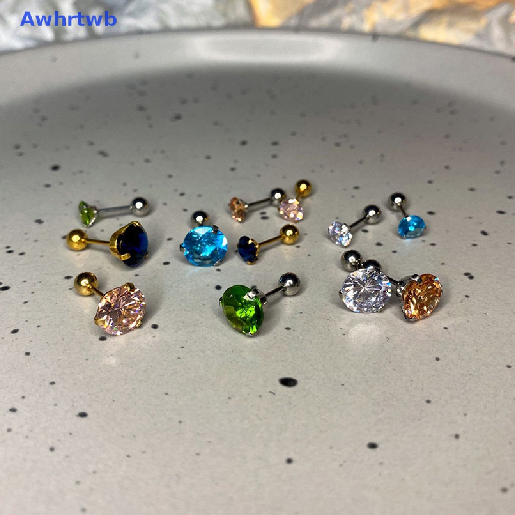 1 Khuyên Tai Đính Đá 5 / 8mm Thời Trang Nữ Tính Mới