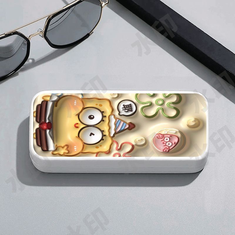 Hộp Đựng Mắt Kính Hình Vuông Họa Tiết SpongeBob Chống Rơi Cho Học Sinh Sang Trọng