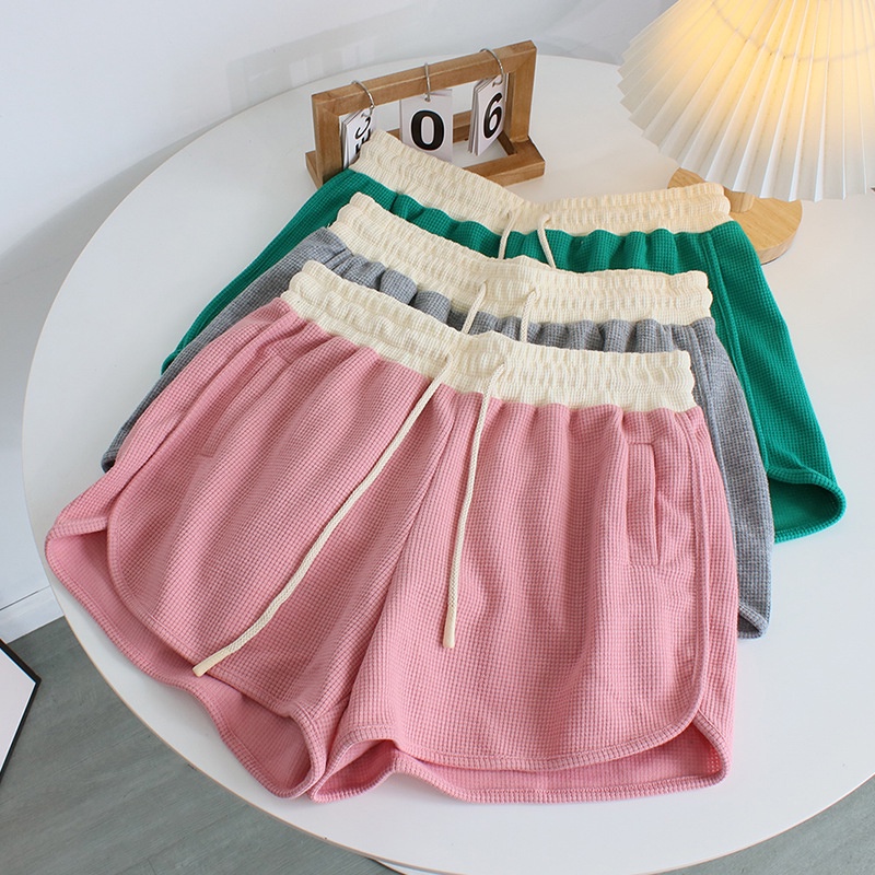 IELGY   Quần Short Thể Thao Dáng Rộng Màu Sắc Tương Phản Cỡ Lớn Thời Trang Cho Nữ