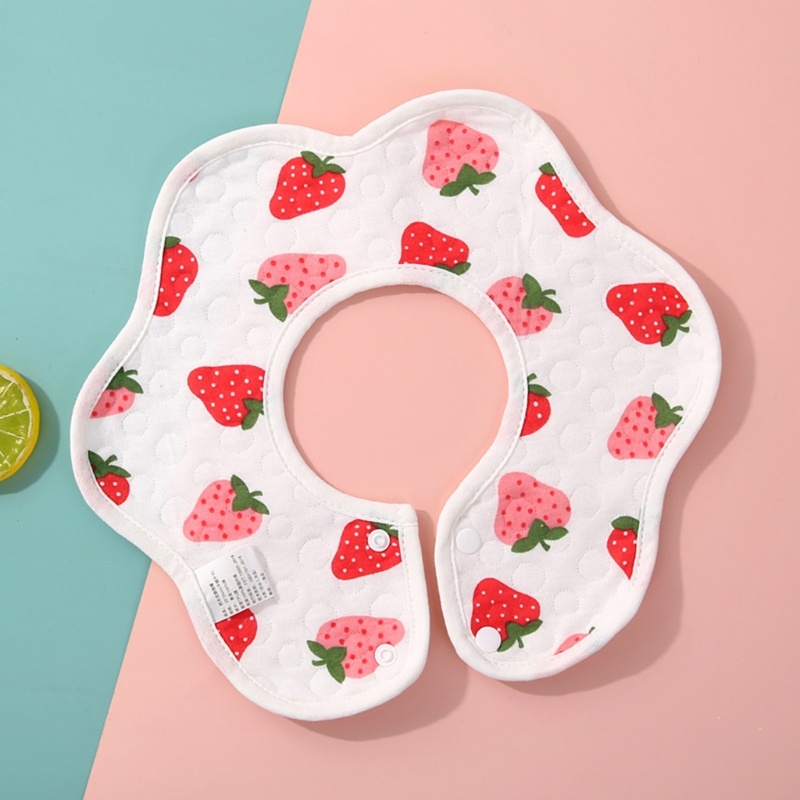 Yếm Ăn Cotton Siêu Mềm &amp; Thấm Hút Thoáng Khí Xoay 360 Độ Hình Cánh Hoa Cho Bé Sơ Sinh