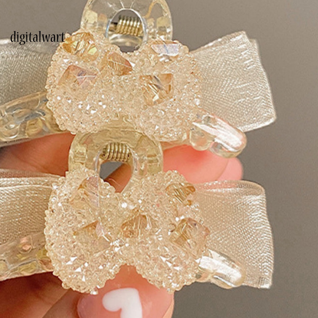 Kỹ Thuật Số| Kẹp Tóc Hình Nơ Hai Mặt Đính Đá Chống Trượt Co Giãn Thời Trang Dành Cho Nữ