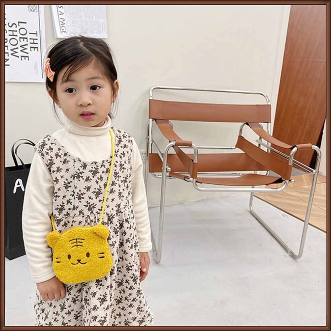 Túi Đeo Chéo Đựng Tiền Xu Hình Động Vật Hoạt Hình Bằng Lông Cừu Có Khóa Kéo Thời Trang Dành Cho Trẻ Em