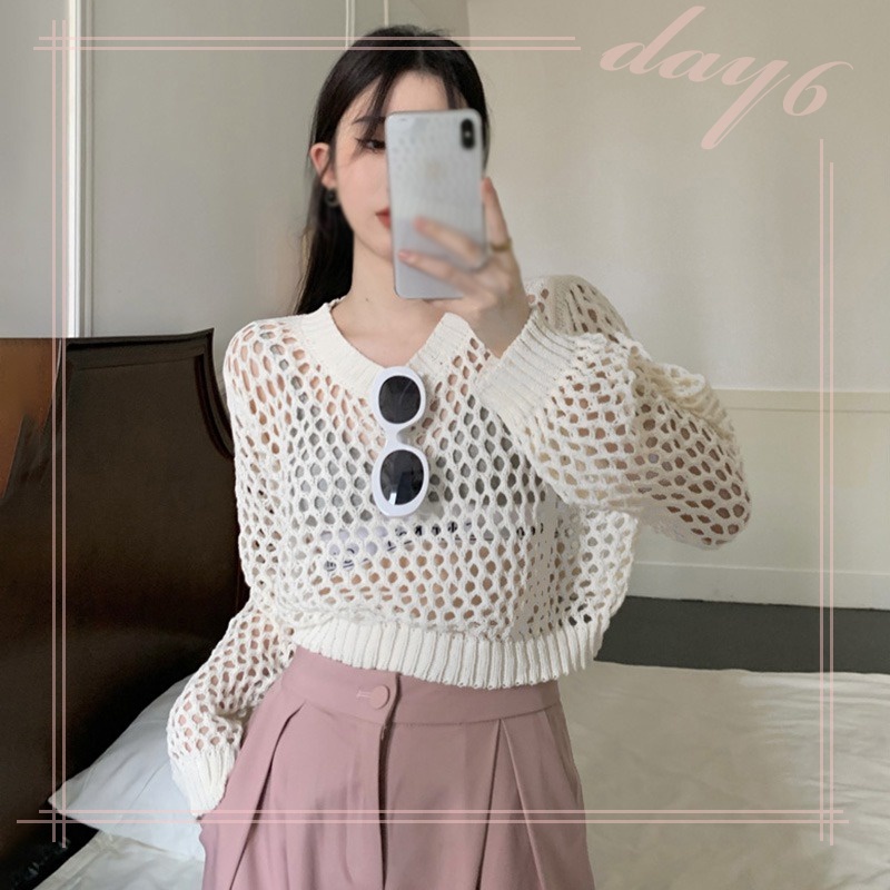 Áo Thun Dệt Kim Mỏng Thoáng Khí Chống Nắng Phong Cách Hàn Quốc Cho Nữ