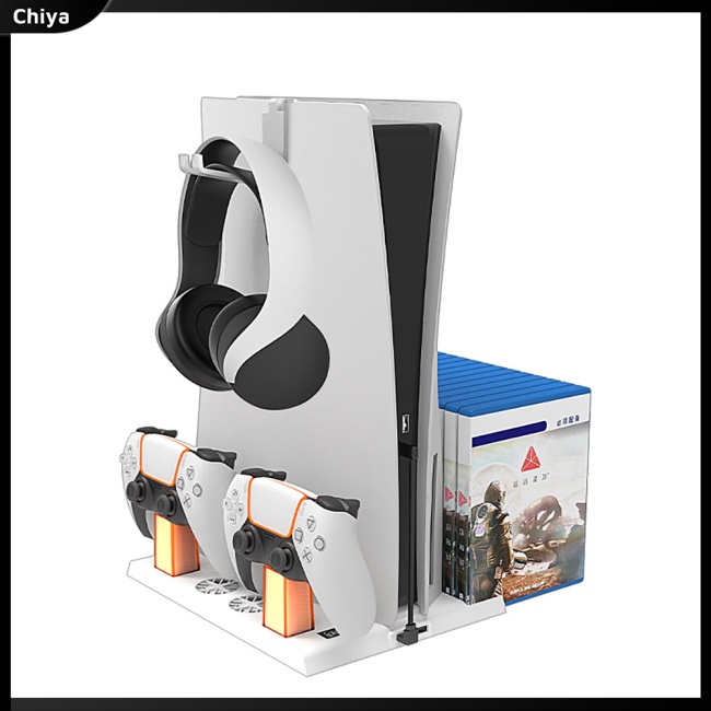 Đế Quạt Làm Mát Đa Năng Với Bộ Điều Khiển Sạc Kép Và Giá Treo Đĩa Tai Nghe