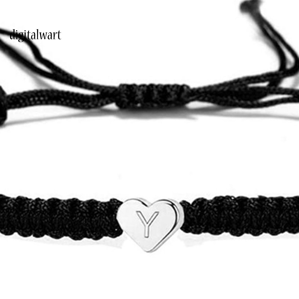 Kỹ Thuật Số| Vòng Tay Dây Bện Co Giãn Mặt 26 Chữ Cái Tùy Chỉnh Thời Trang Cho Cặp Đôi