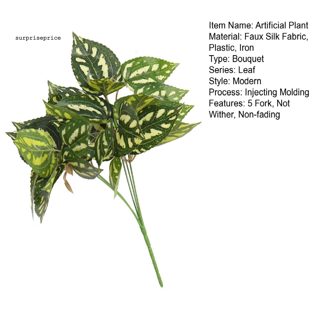 Set 5 Nhánh Lá Xanh Nhân Tạo Không Phai Màu Dùng Trang Trí Nhà Cửa DIY