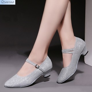 Giày Khiêu Vũ Latin Gót Vừa Đế Mềm Dành Cho Nữ