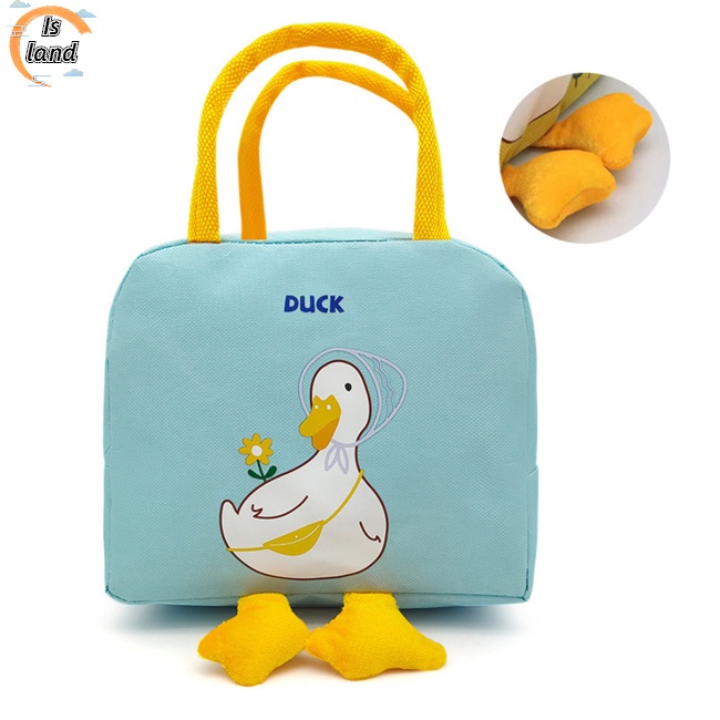 [IS] Túi Đựng Hộp Cơm Trưa Cách Nhiệt Bằng Lá Nhôm Gọn Nhẹ Họa Tiết Hoạt Hình Có Tay Cầm Gia