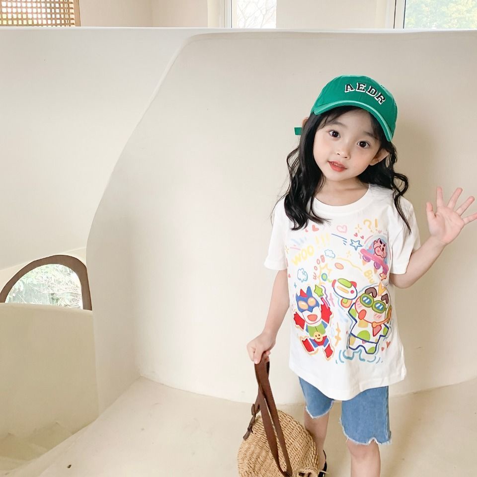 Áo Thun Cotton Mỏng Tay Ngắn In Hình Cậu Bé Bút Chì Shin-Chan Superman Thời Trang Mùa Hè 2022