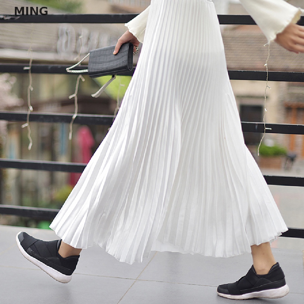 Chân Váy Dài Lưng Cao Xếp Ly Màu Sắc Vintage Chất Lượng Cao Phong Cách Hàn Quốc Cho Nữ