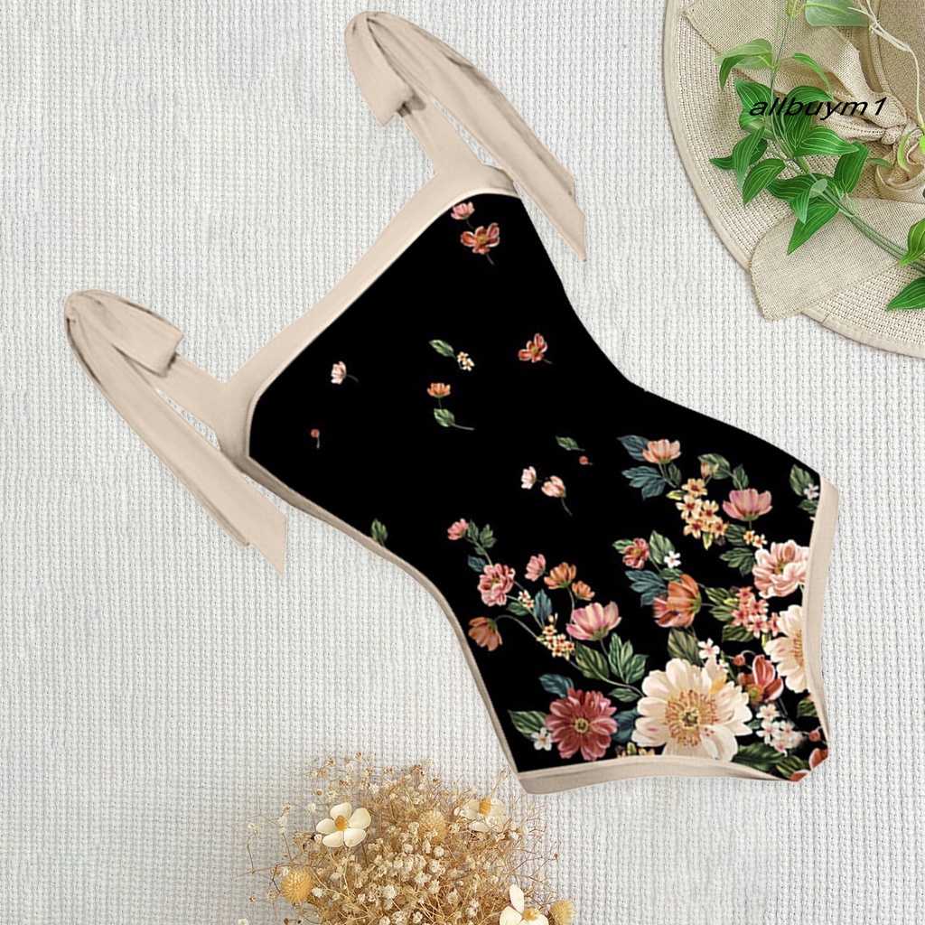 Bộ Đồ Bơi Một Mảnh 2 Mảnh Lưng Cao Buộc Dây In Họa Tiết Hoa Phong Cách Cổ Điển Thời Trang Đi Biển Quyến Rũ Cho Nữ