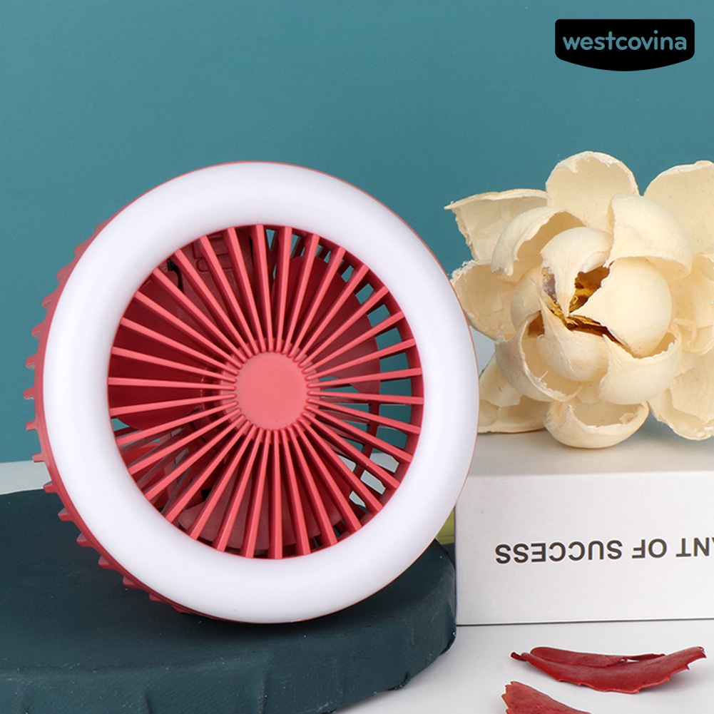 W🅢Quạt USB Mini Có Đèn LED Có Thể Gấp Lại Kèm Móc Treo Tiện Dụng