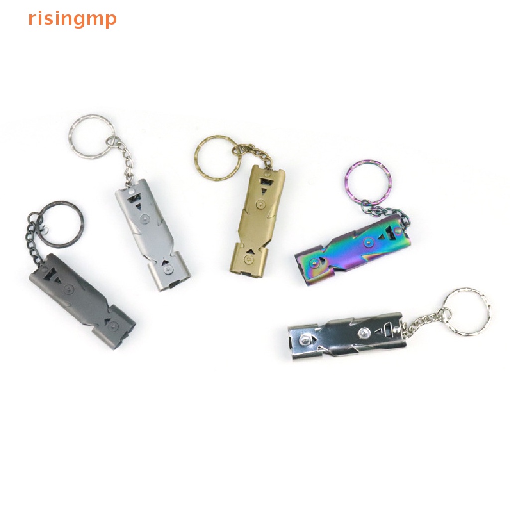 Còi Thổi Sinh Tồn Bằng Thép Không Gỉ Hai Ống Mang Đi Cắm Trại / Leo Núi Tiện Dụng