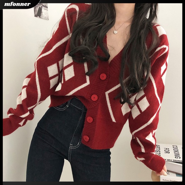 Áo Khoác Cardigan Dệt Kim Tay Dài Cổ Chữ V Dáng Ôm Thời Trang Cho Nữ