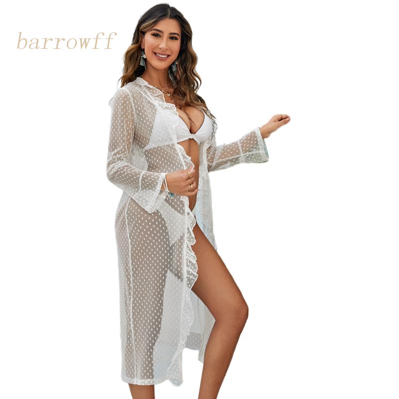 Brroa Áo Khoác Ngoài Bikini Dạng Lưới Chấm Bi Gợi Cảm Cho Nữ