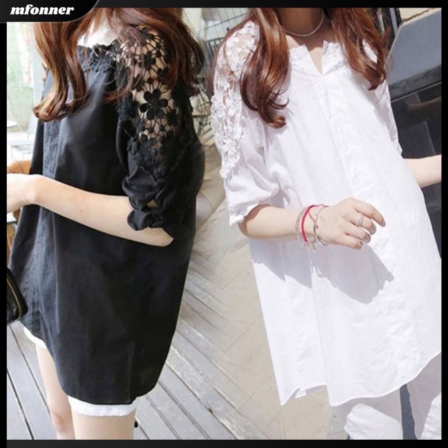 Áo Sơ Mi Mùa Hè Dáng Rộng Thêu Họa Tiết Có Size Lớn Cho Nữ