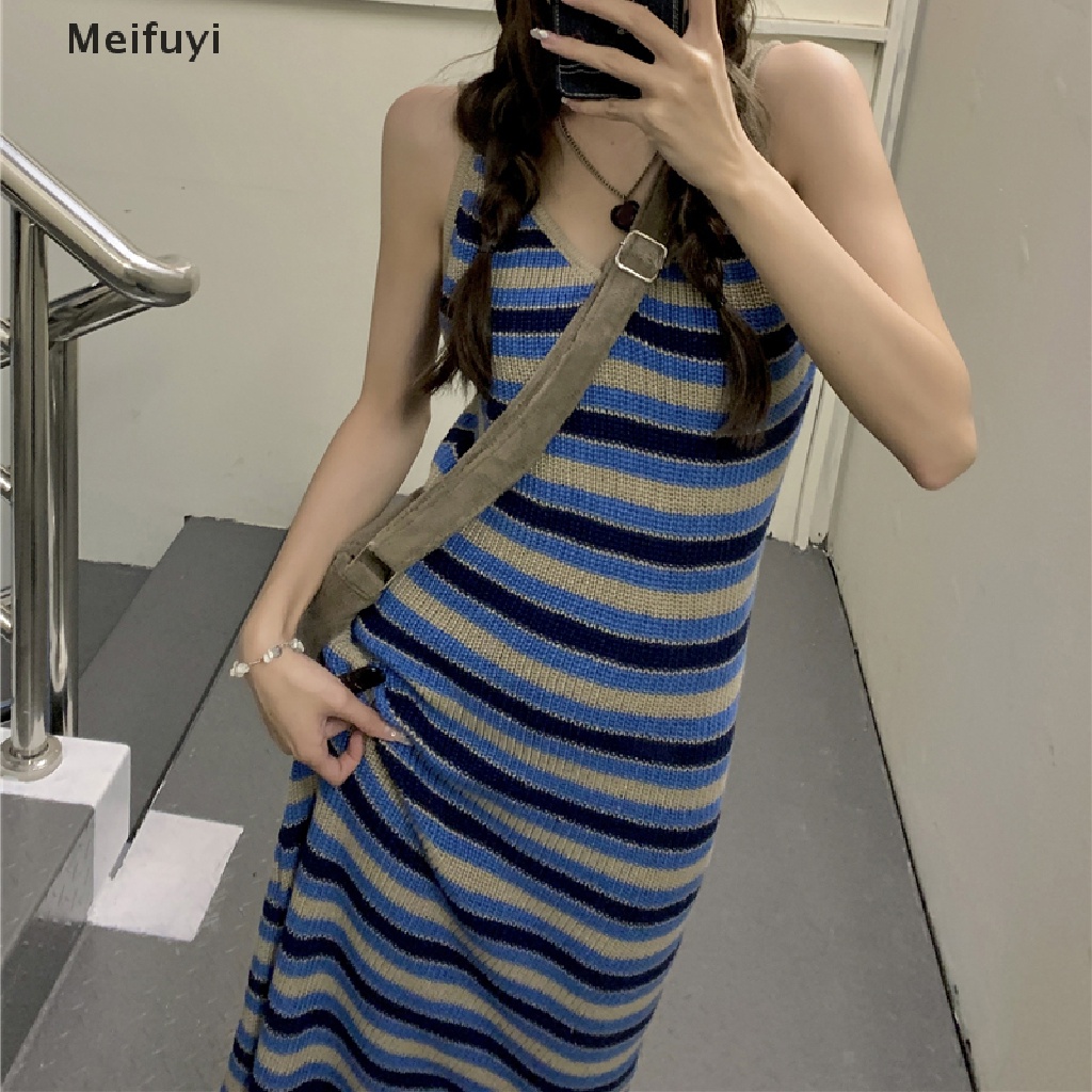 Đầm Maxi Dệt Kim Cổ Chữ V Dáng Rộng Họa Tiết Kẻ Sọc Thời Trang Mùa Hè Cho Nữ