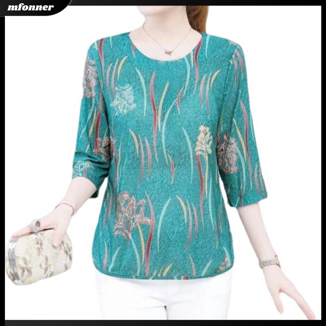 Áo Thun Tay Ngắn Cổ Tròn In Họa Tiết Hoa Phong Cách Cổ Điển Thời Trang Cho Nữ