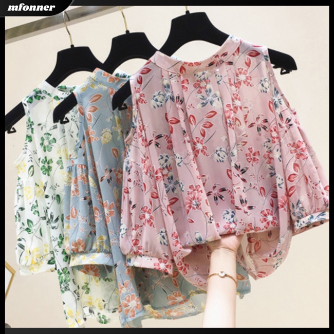 Áo Voan Hoa Trễ Vai Mềm Mại Thân Thiện Với Da Thoáng Khí Dành Cho Nữ