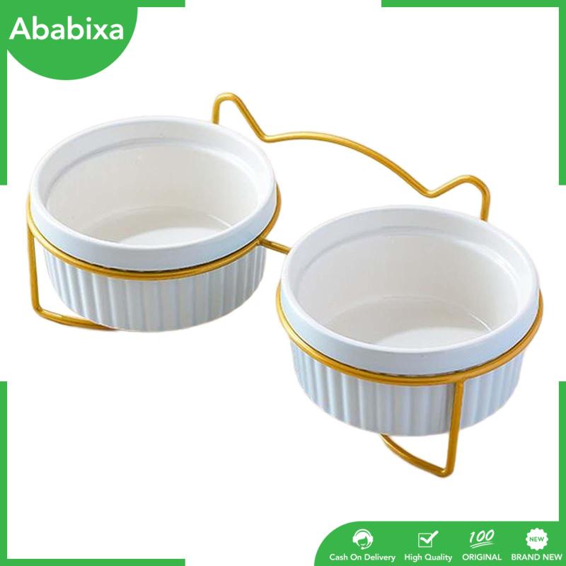 Bộ Tô Đựng Thức Ăn / Nước Uống Cỡ Nhỏ Kèm Giá Đỡ Bằng Kim Loại Tiện Dụng Cho Thú Cưng