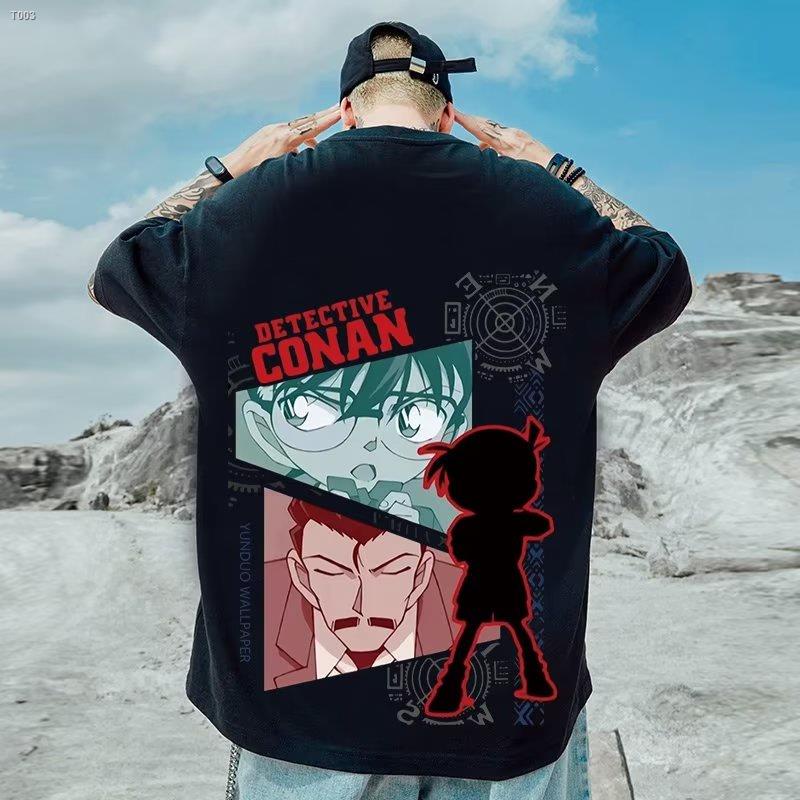Giày Thể Thao Size S-5XL Thời Trang Năng Động Cho Nữ ◈♀ Áo Thun Tay Ngắn Dáng Rộng In Hình Thám Tử Conan Phong Cách Hip Hop Nhật Bản Cá Tính Cho Nam