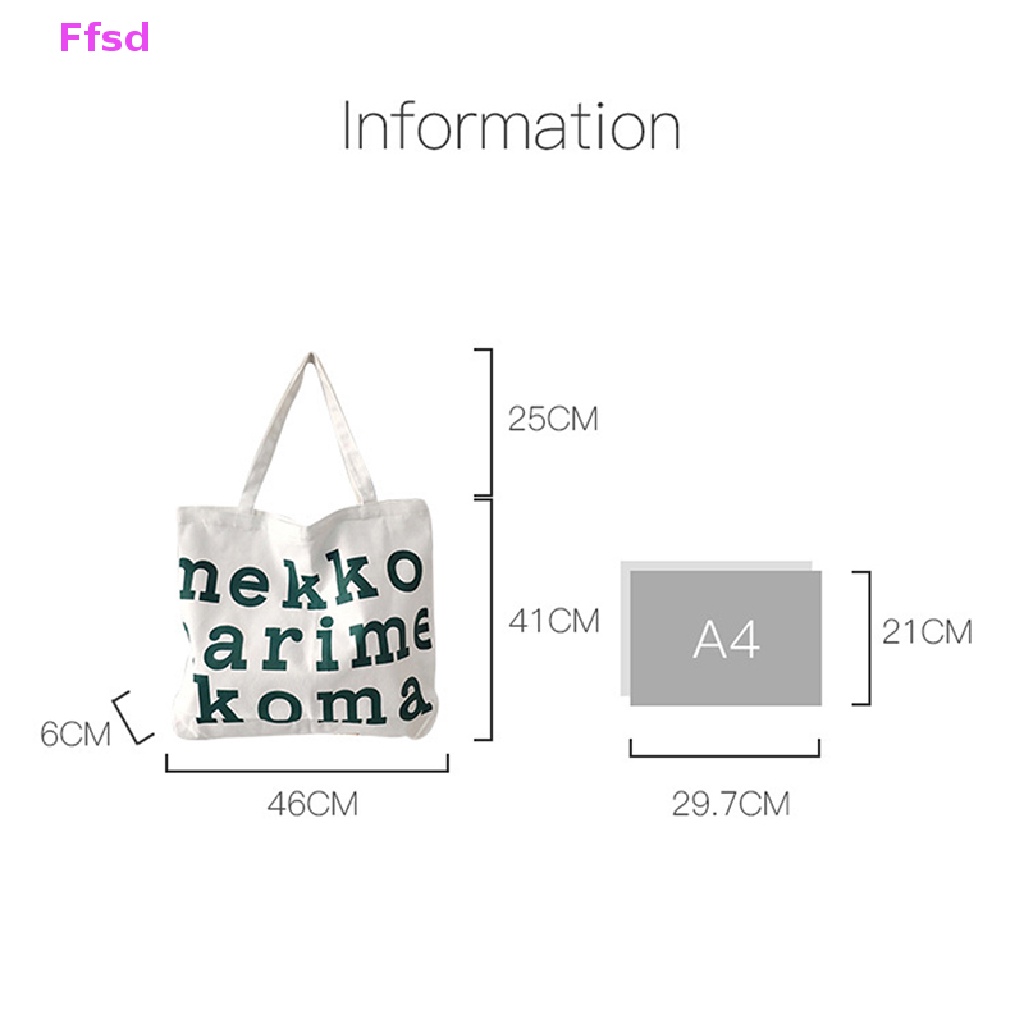 {Ffsd} Hàng Bán Chạy Túi Xách Đeo Vai Bằng Vải Canvas Có Dây Kéo In Chữ Harajuku Giá Rẻ Thời Trang Giản Dị Cho Nữ * Bán Chạy