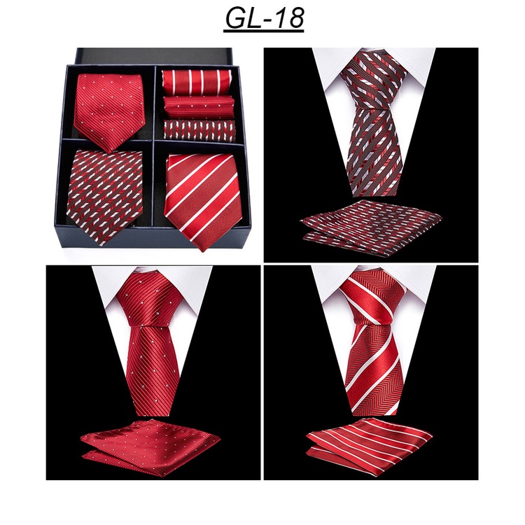 Cà Vạt + Khăn Tay + Hộp Quà Thời Trang Công Sở Lịch Lãm Cho Nam