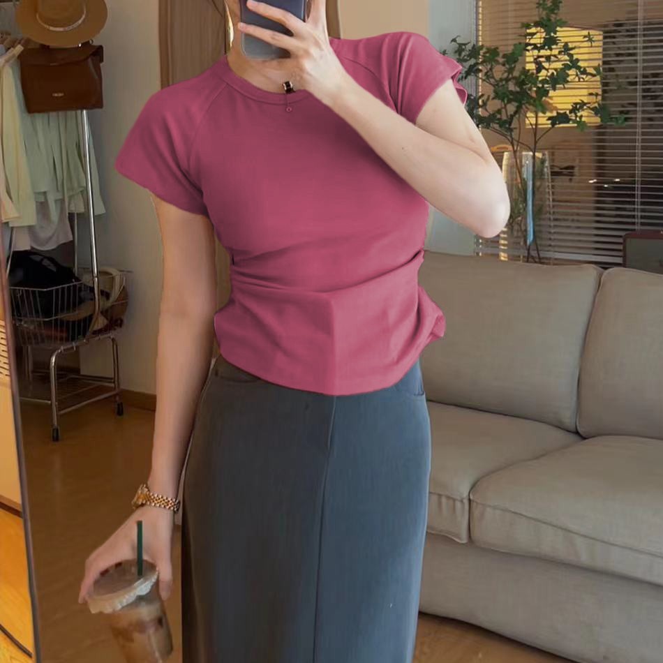 Áo thun SUXI cotton tay ngắn hở lưng đơn giản cho nữ