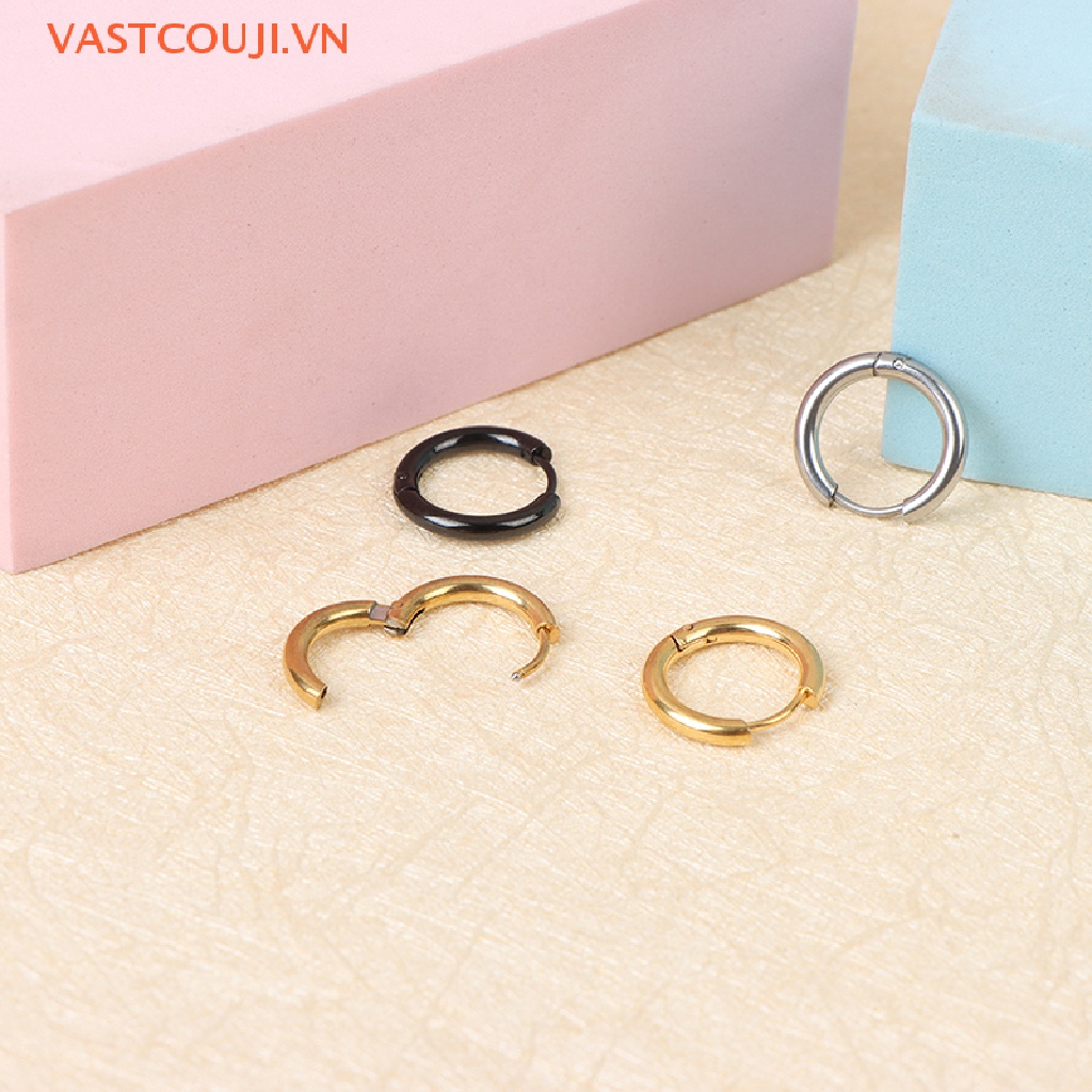 Set 5 Khuyên Tai Tròn Bằng Thép Không Gỉ Cho Nữ