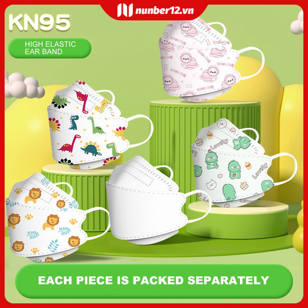 Bộ 10 Khẩu Trang 3D 4 Lớp Dùng Một Lần In Họa Tiết Sư Tử / Khủng Long / Thỏ Bunny Dễ Thương Cho Bé
