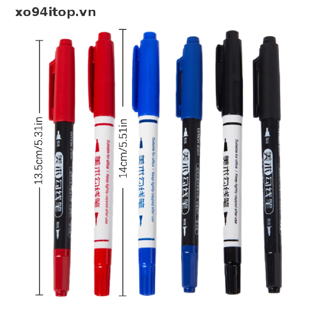 Xoitop Set 10 Bút Lông Hai Đầu Có Móc Dầu Chống Mài Mòn Dùng Trong Nghệ Thuật / Văn Phòng