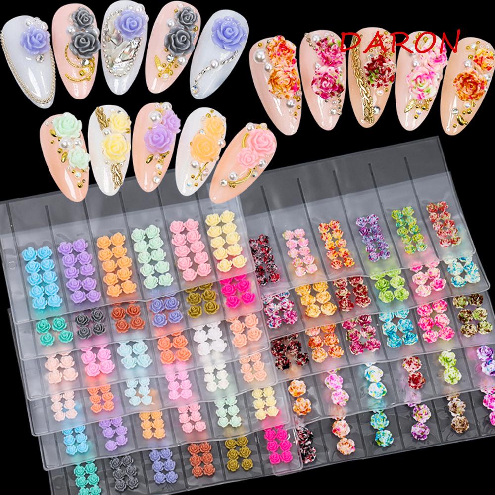 Phụ Kiện Trang Trí Móng Tay Hình Hoa Hồng 3D Màu Sắc Ngọt Ngào Xinh Xắn