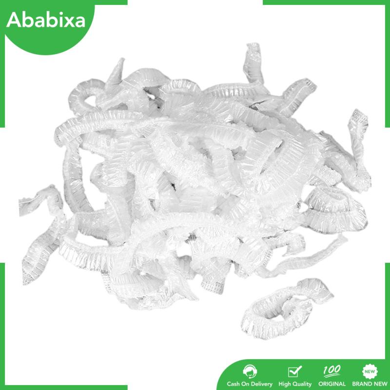 Set 100 Mũ Tắm Trùm Đầu Màu Trắng Trơn Kích Thước Lớn Chống Nước Dùng Một Lần Cho Nam Nữ