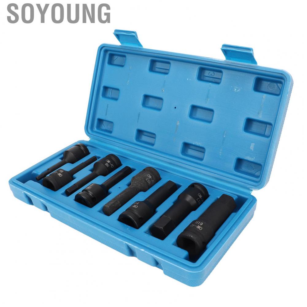 Soyoung Hex Bit Socket Kit Heat Treated High Torsion H5 To H19  Impact for Vehicle Lawn Equipment