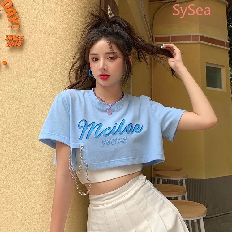 Áo Croptop In Chữ Phong Cách Hàn Quốc Cho Nữ