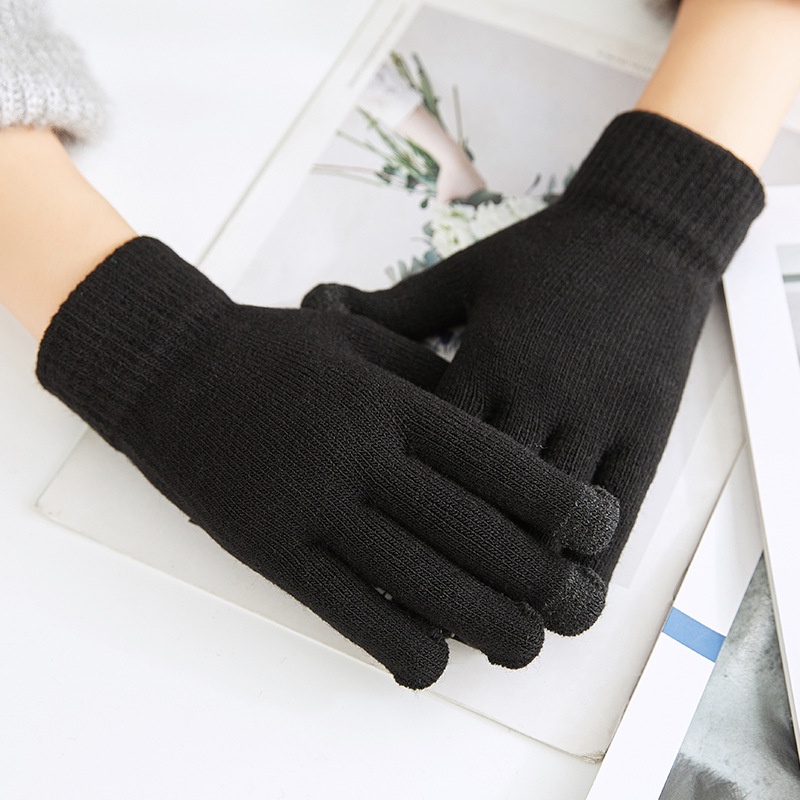 Găng Tay Năm Ngón Đan Len Cashmere Có Thể Chạm Màn Hình Cảm Ứng