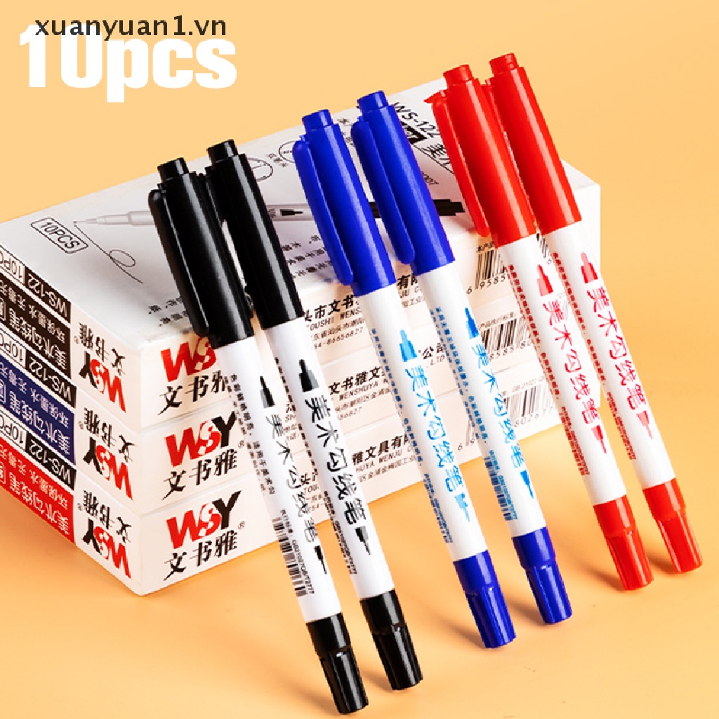 Set 10 Bút Lông Hai Đầu Chống Thấm Nước Và Dầu Tiện Dụng