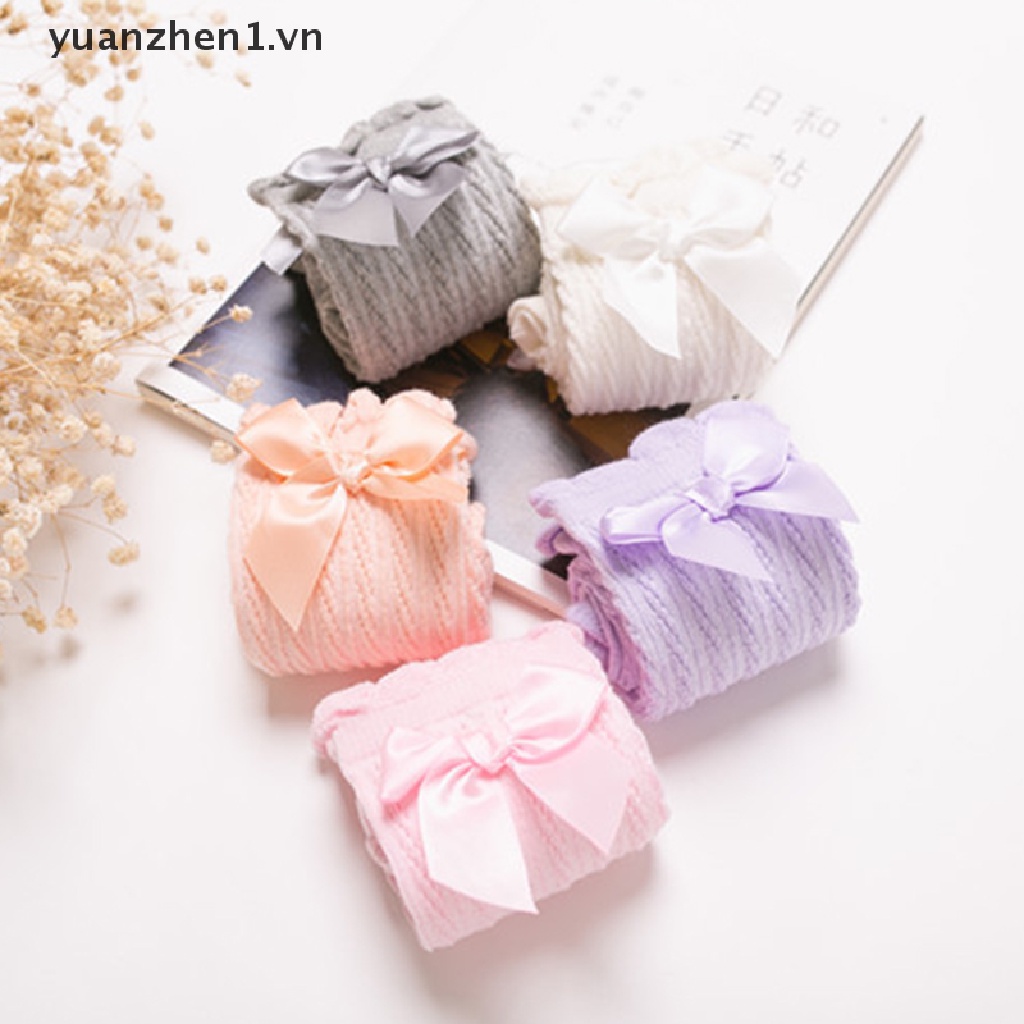 Vớ Cao Cổ Đính Nơ Lưới Mỏng Không Gót Dễ Thương Cho Bé