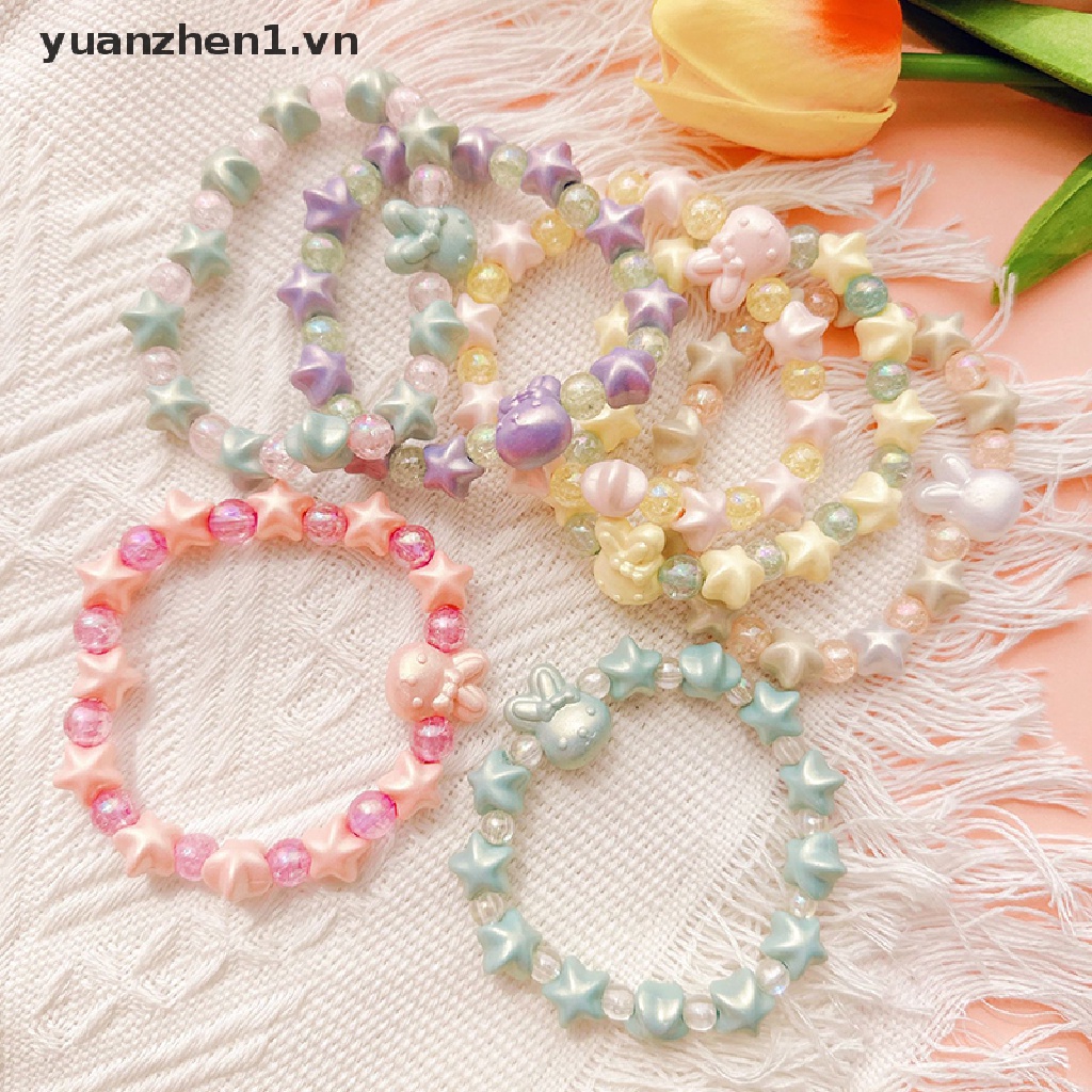 Vòng Tay Chuỗi Hạt Ngọc Trai / Ngôi Sao / Thỏ Nhiều Màu Dễ Thương Cho Nữ
