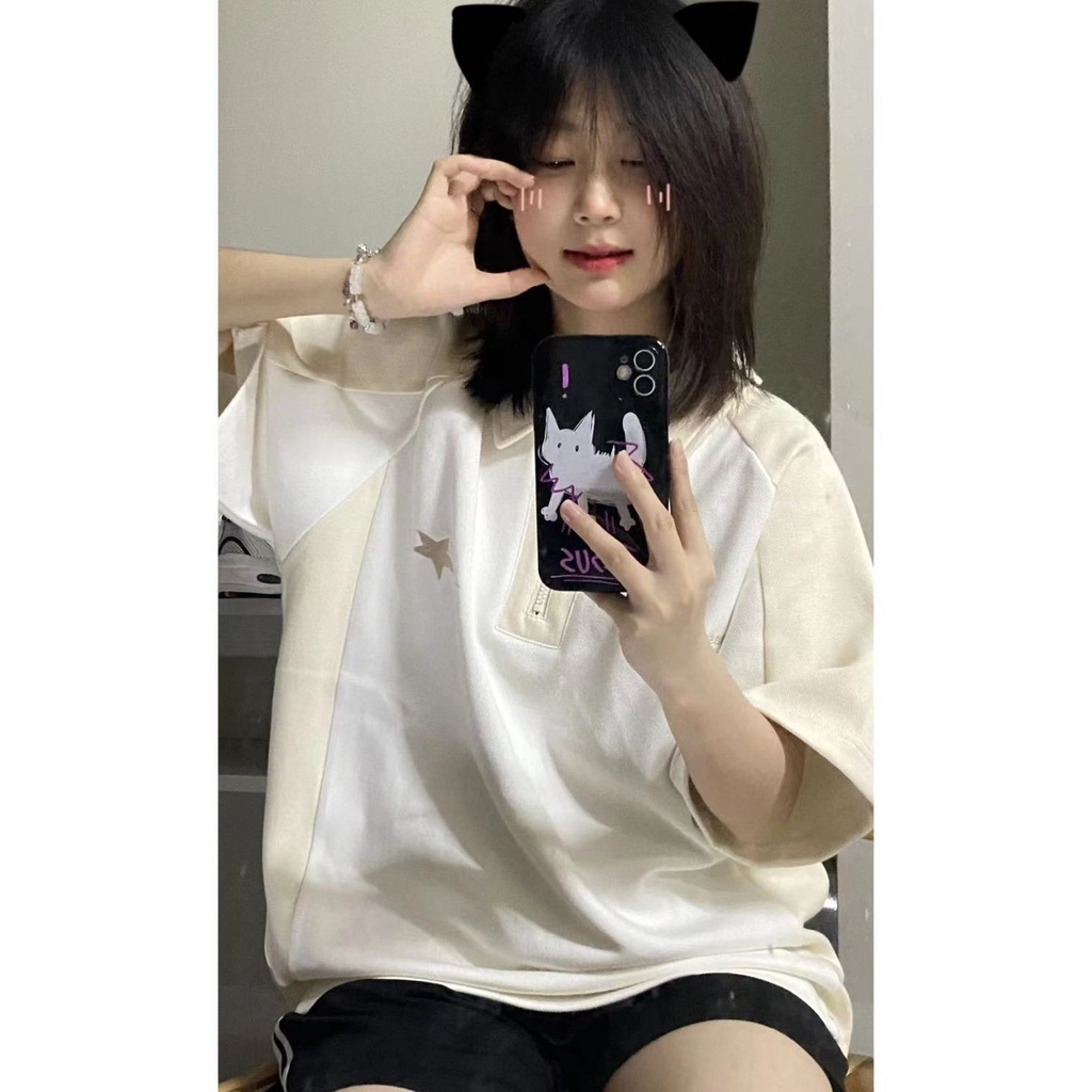 Áo polo Ngắn Tay Dáng Rộng Thiết Kế Mới Thời Trang Mùa Hè Theo Phong Cách Nhật Bản Cho Nữ