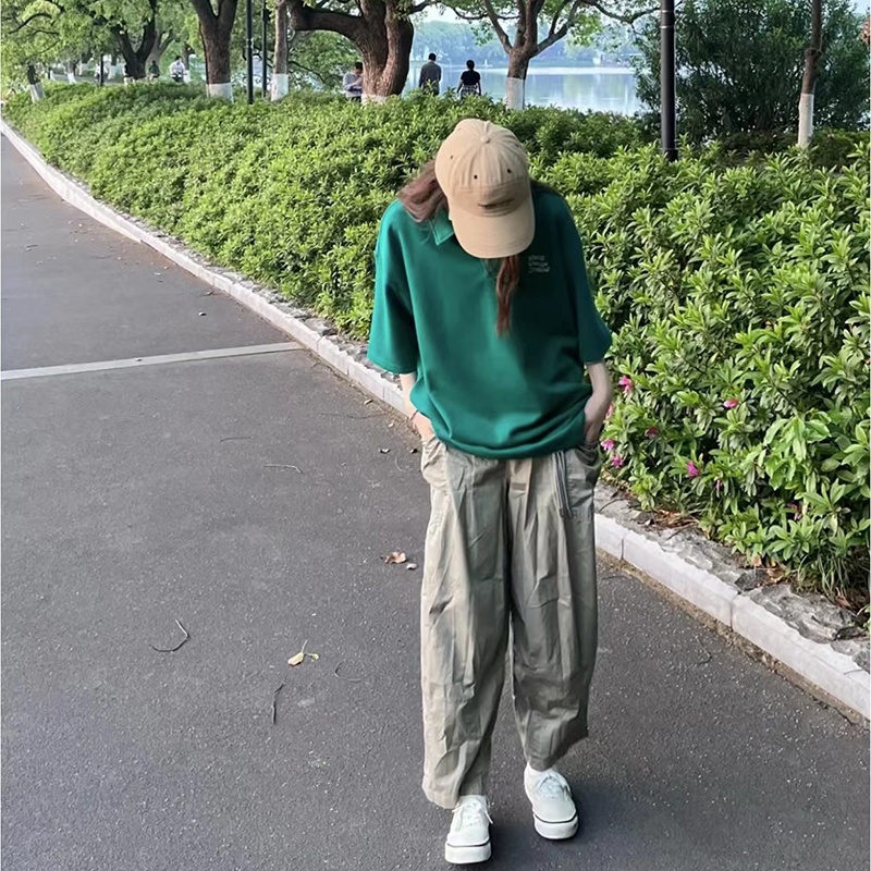 Áo polo Ngắn Tay Dáng Rộng Thiết Kế Mới Thời Trang Theo Phong Cách Vintage Dành Cho Nữ