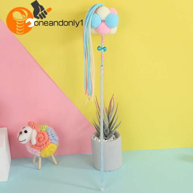 Gậy Trêu Mèo Phối Bóng Lông Tua Rua + Chuông Vui Nhộn