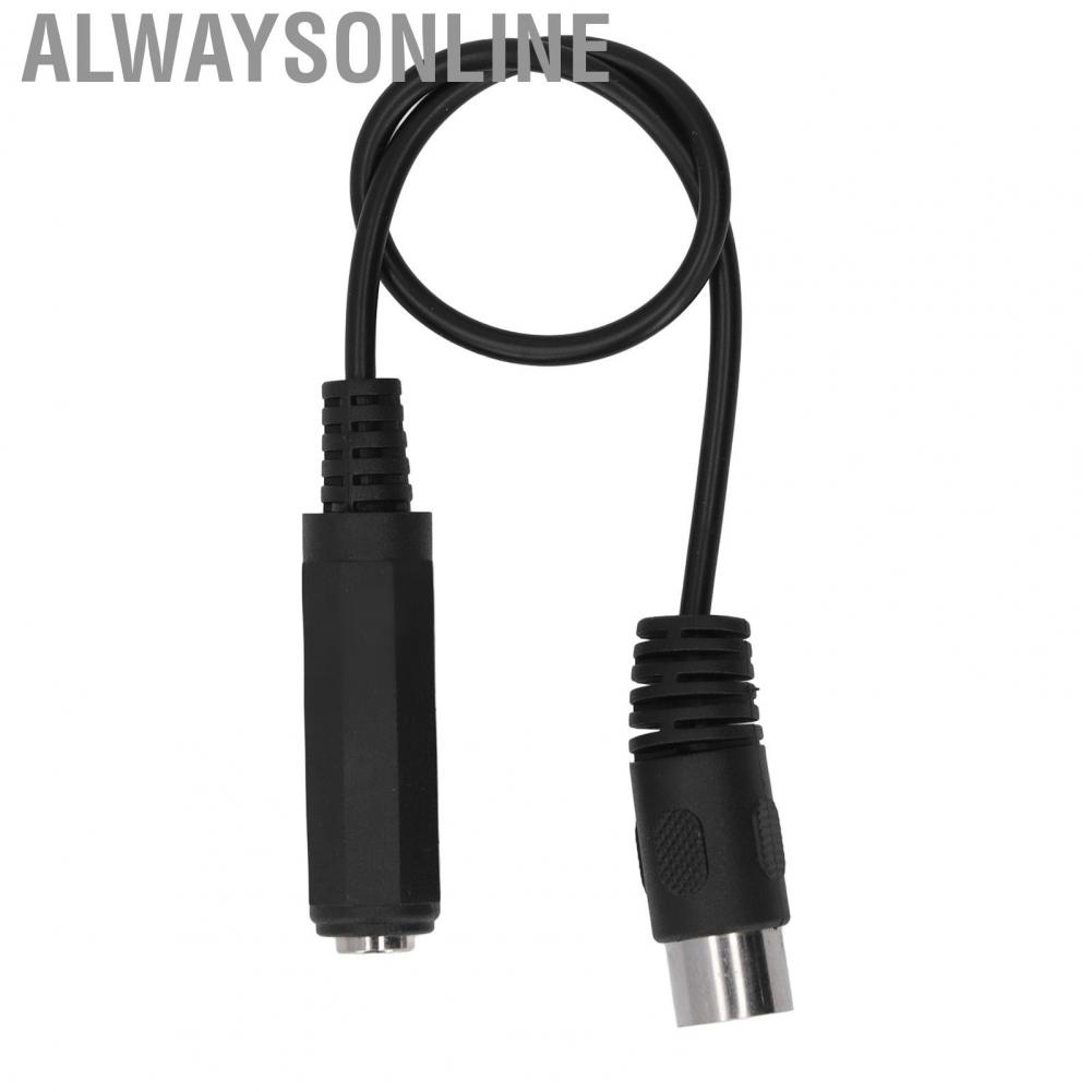 Alwaysonline 6.35mm Female To 5pin MIDI Adapter Cable  5 Pin 1 Ft 1ft Long Plastic Metal for DVD Players MP3