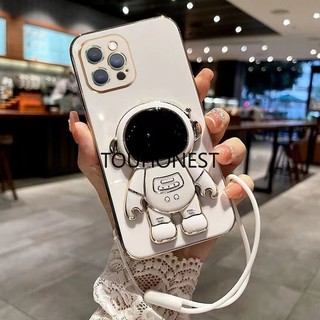 For Apple Ốp Điện Thoại iPhone 12 Pro Max Ốp Lưng iPhone 14 Pro Max Case iPhone 14 Plus Case iPhone 13 Mini Case Fashion Silicone Cute Cool Anime Astronaut Stand Phone Cover Cassing Case With Rope TG
